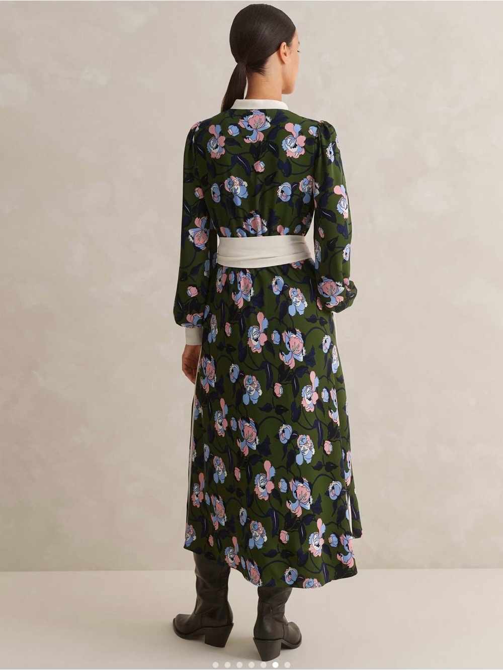 ME+EM Rose Print Panelled Midi Dress Women's Size 6 Floral Button Lined Pockets - Picture 3 of 14